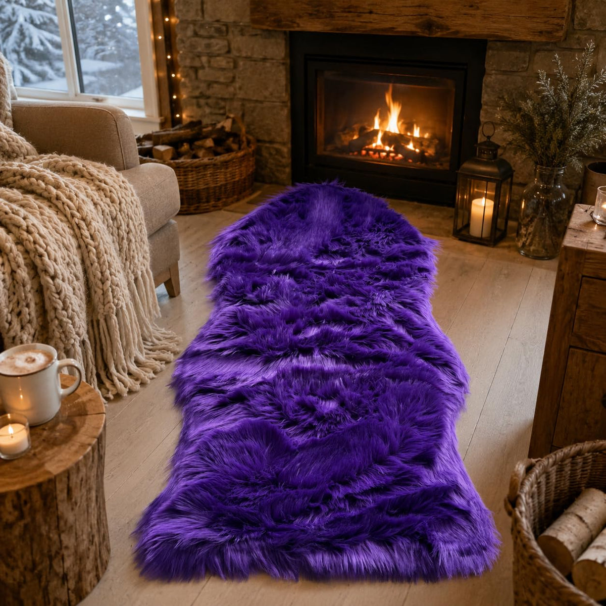 EasyJoy Ultra Soft Fluffy/Fuzzy Shaggy Area Rug Faux Fur Chair Cover Seat Pad for Bedroom Floor Sofa Living Room (2 x 6 ft Sheepskin, Beige)