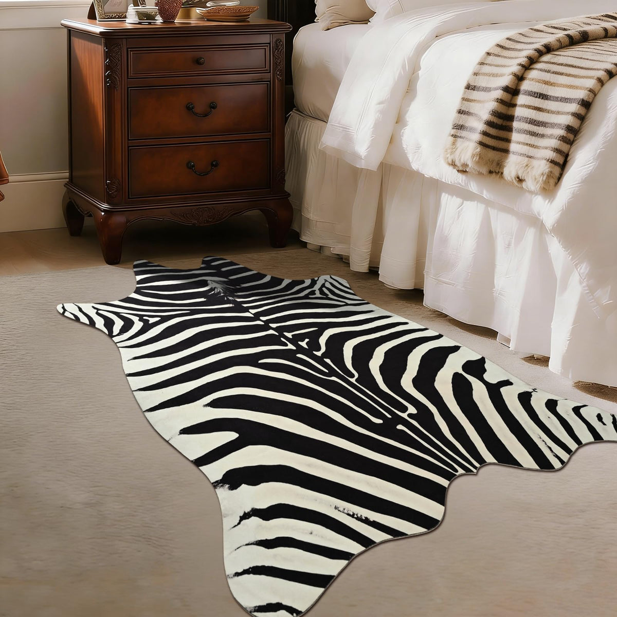 BENRON Faux Cowhide Rug, Cow Print Rug for Living Room Bedroom 4.6x5.2ft