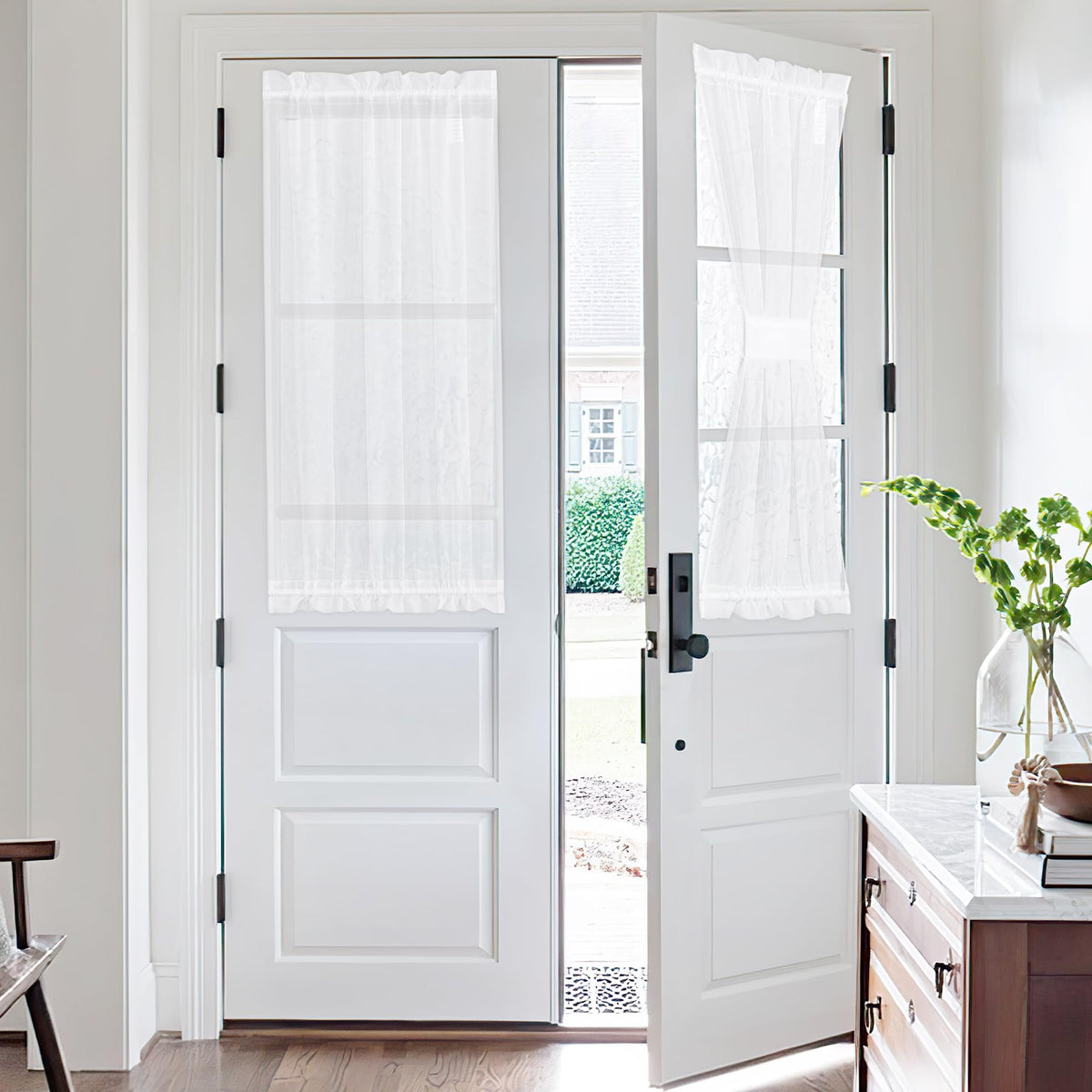 NICETOWN White 2 Panels French Door Curtains for Front Back Window Cover