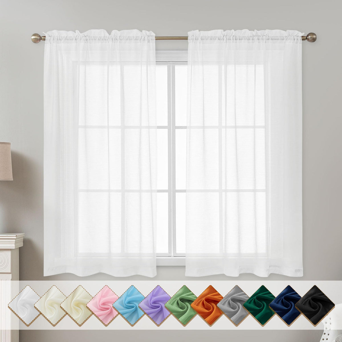 Natural Sheer Curtains 96 Inches Long Rod Pocket