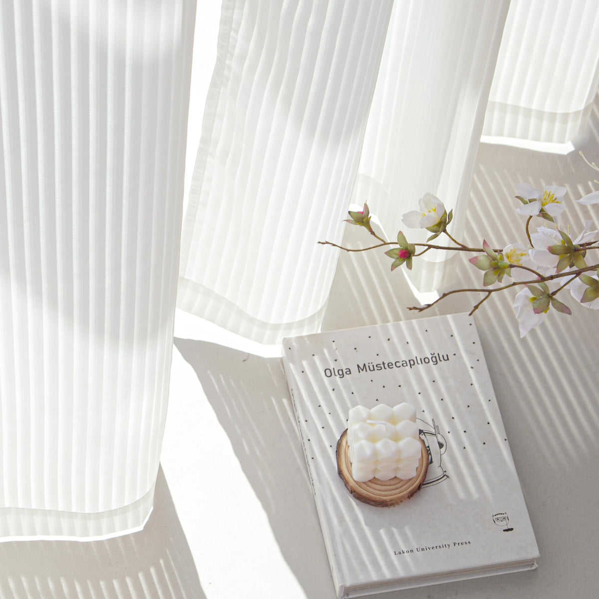 NICETOWN White Striped Sheer Curtains 96 inches Long for Living Room 2 Panels, Non-See-Through Semi Chiffon Grommet Window Treatment Light Filtering Drapes for Home Office Bedroom 52" Wide