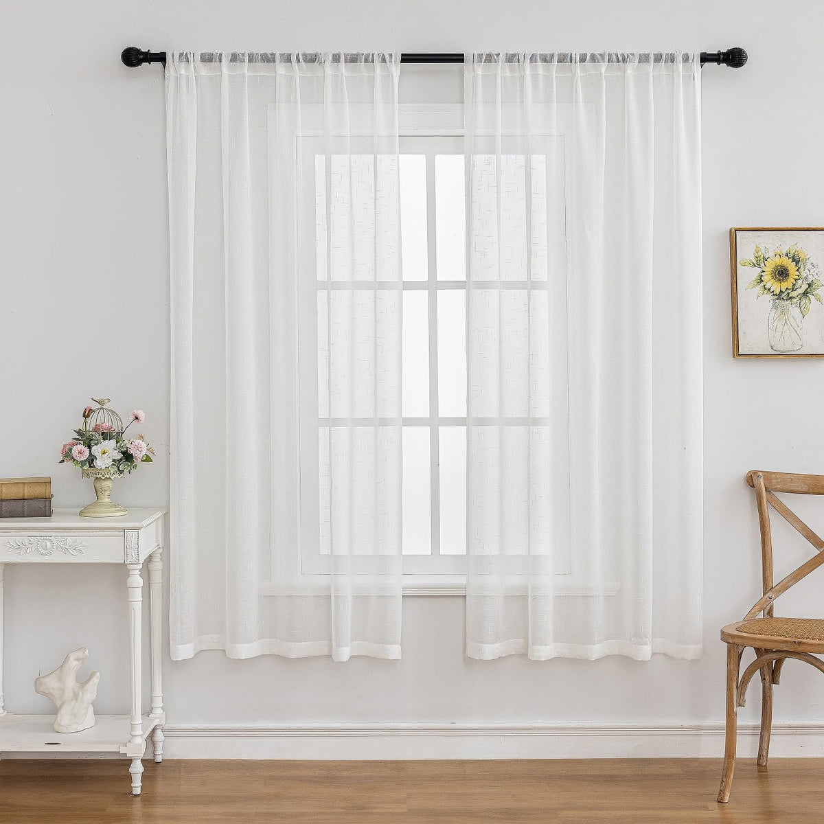 Off White Sheer Curtains 84 Inches Long Pinch Pleat Linen Textured Ceiling