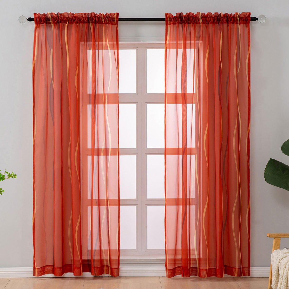 L.Z.E White and Teal Sheer Curtains 84 Inches Long, Light Filtering Elegant Patterned Curtains with Design for Living Room Bedroom Dining Room, Lightweight Window Drapes, Grommet Top 2 Panels Set
