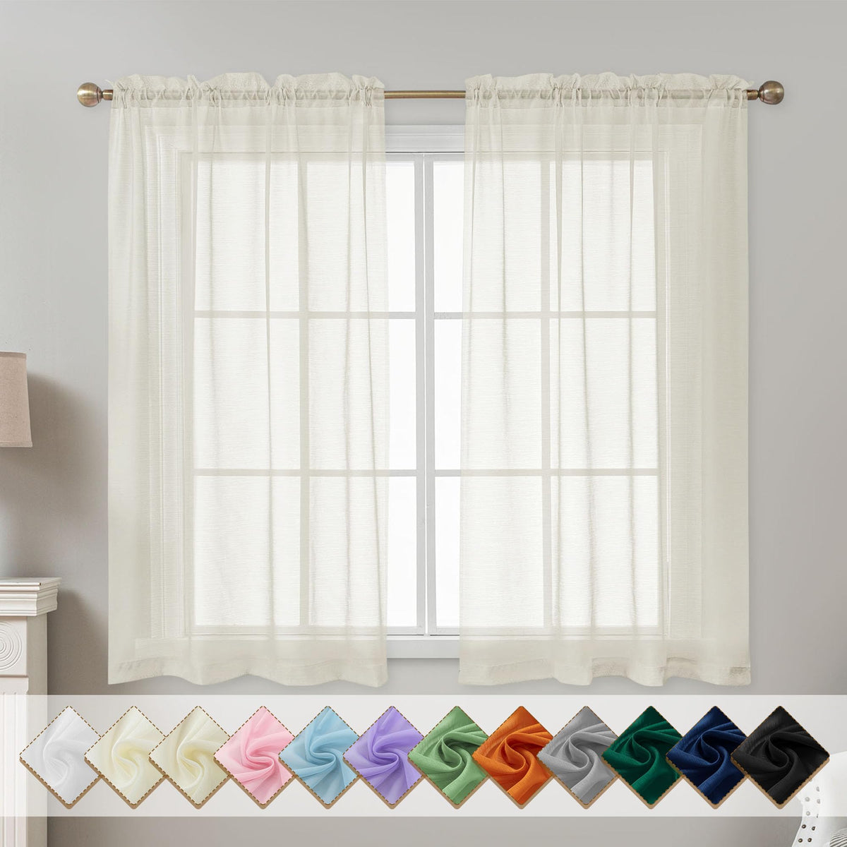 Natural Sheer Curtains 96 Inches Long Rod Pocket