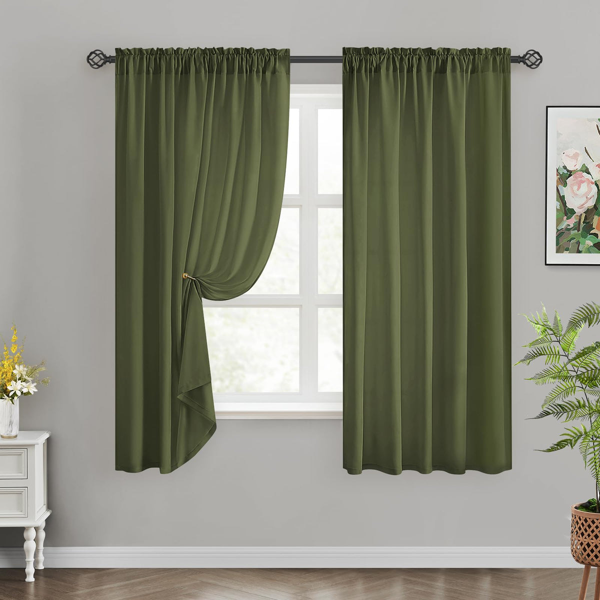 HOMEIDEAS Non-See-Through White Privacy Sheer Curtains, 52 X 96 Inches Long
