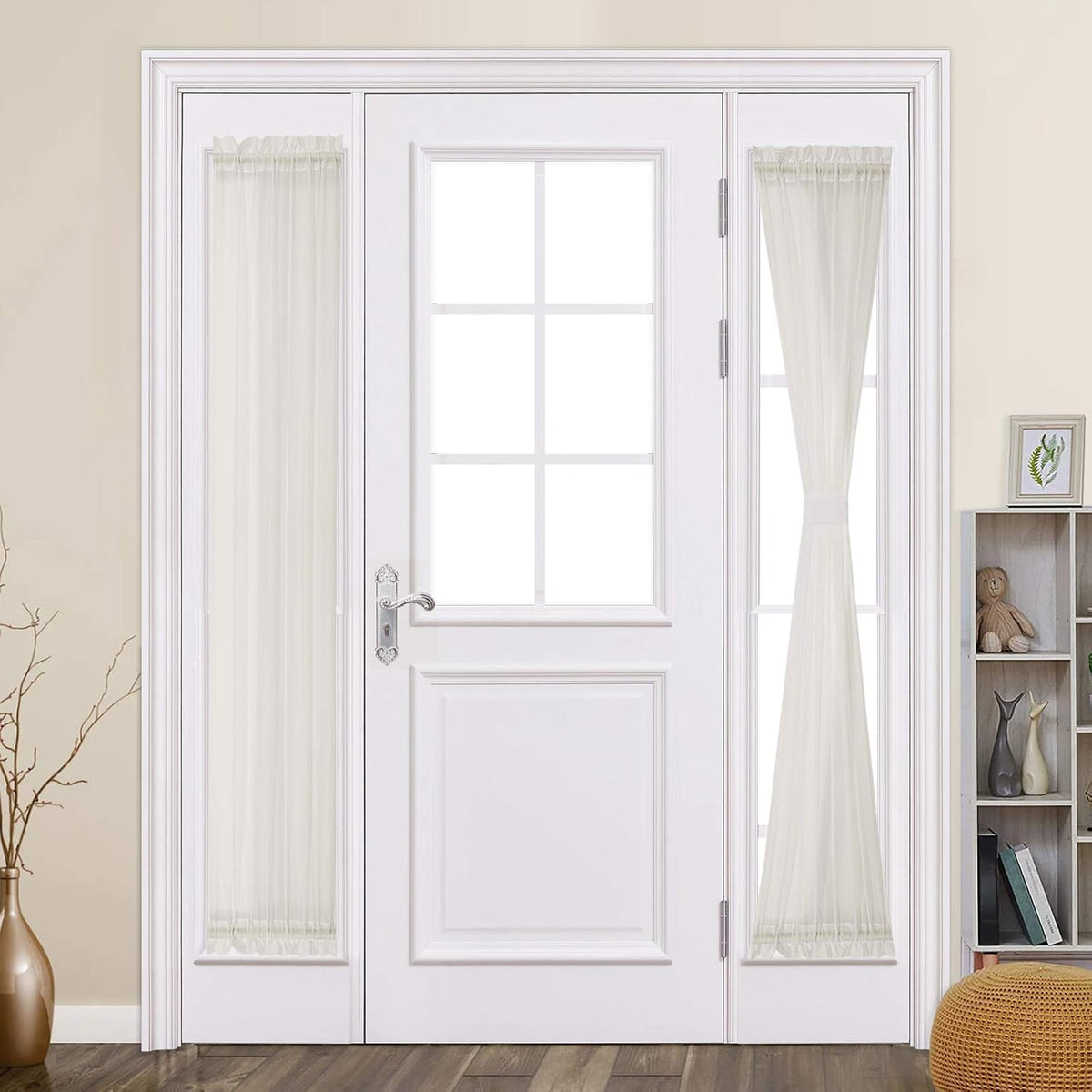 MIULEE White 54 Wide and 72 Inches Length French Door Sheer Curtains
