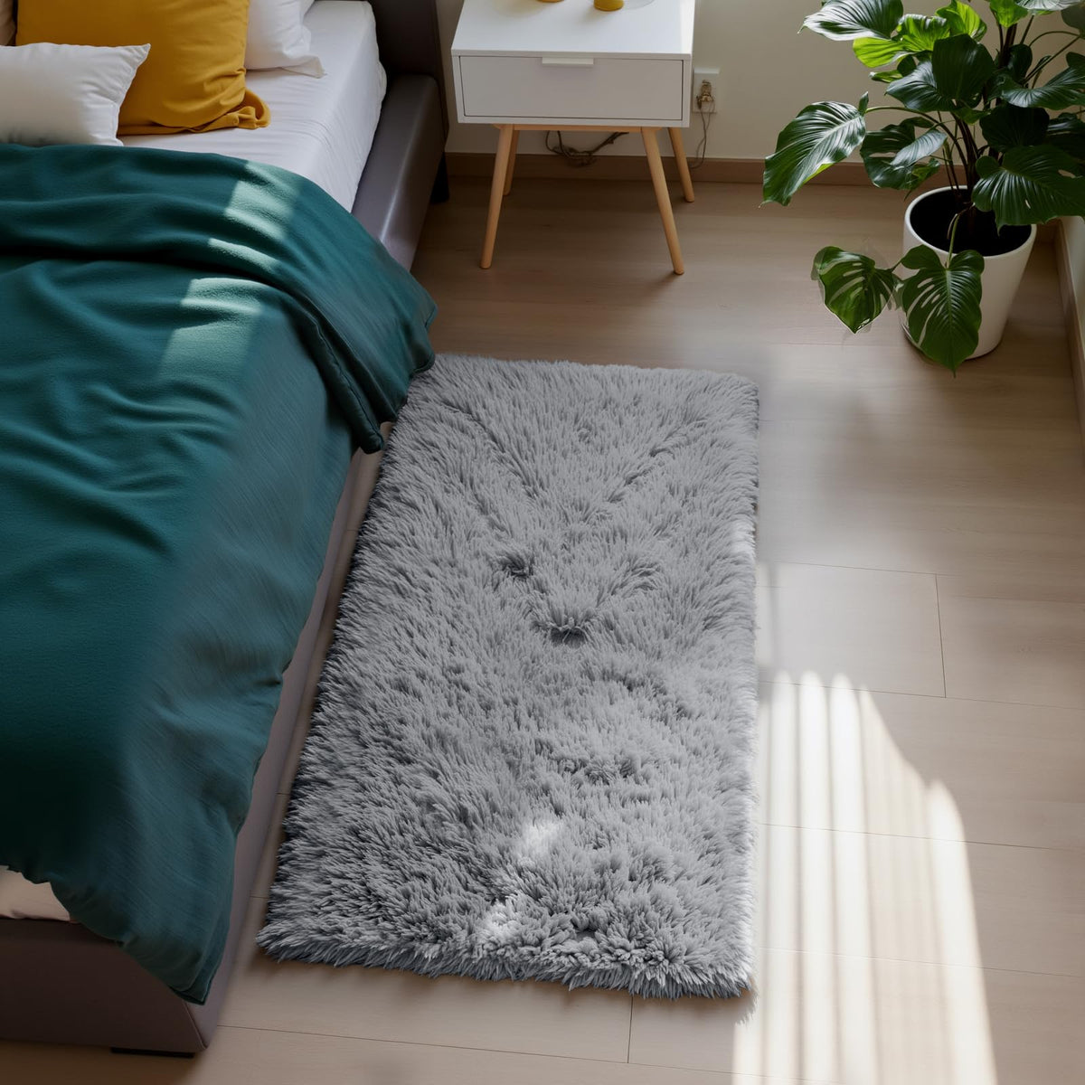 Beige 8x10 Area Rugs for Living Room, Fluffy Shag Rug Large Bedroom Carpet