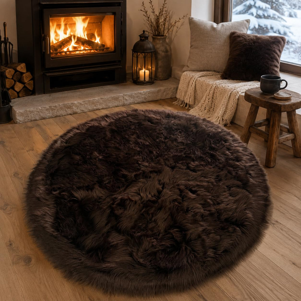 EasyJoy Ultra Soft Fluffy/Fuzzy Shaggy Area Rug Faux Fur Chair Cover Seat Pad for Bedroom Floor Sofa Living Room (2 x 6 ft Sheepskin, Beige)