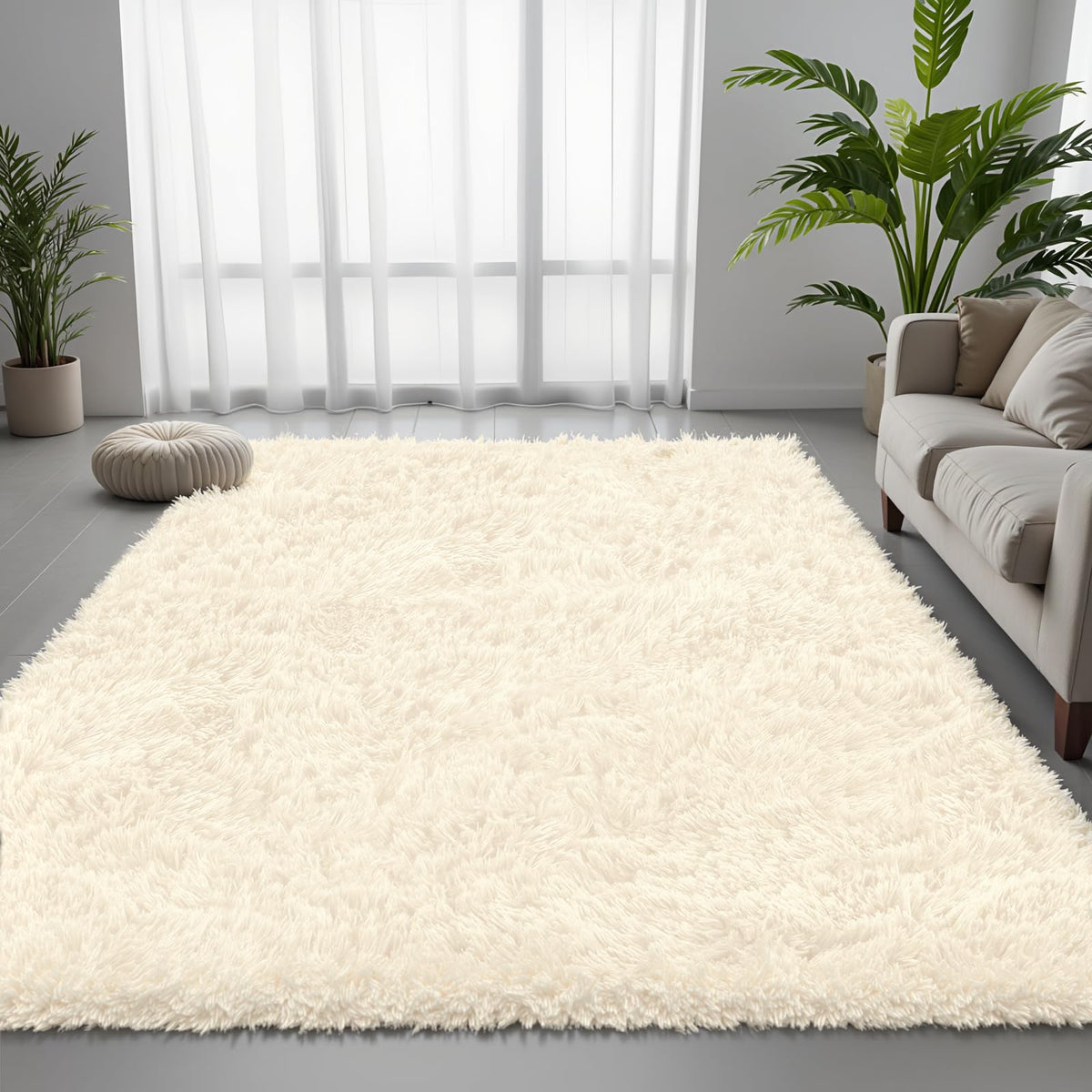 6x9 Black Fluffy Fuzzy Shag Area Rug for Living Room, Bedroom, Dorm Carpet