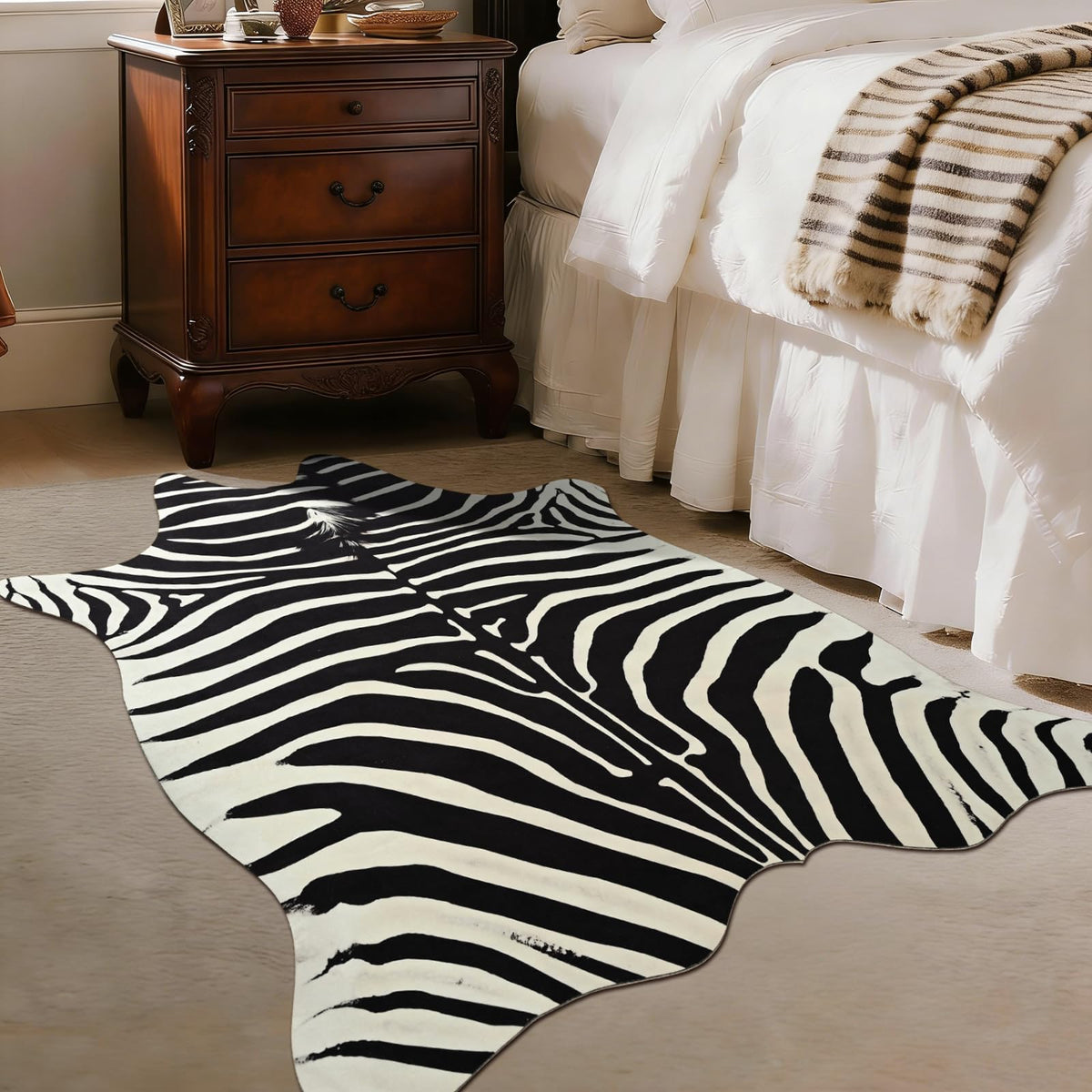 BENRON Faux Cowhide Rug, Cow Print Rug for Living Room Bedroom 4.6x5.2ft