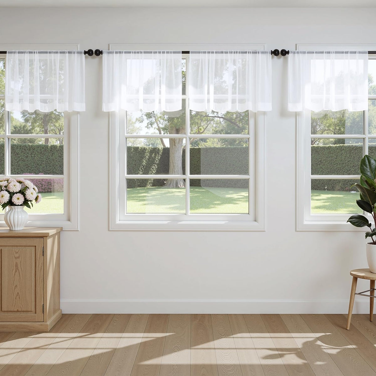 MIULEE White Sheer Curtains 84 Inches Long 4 Panels 42 x 84 Inches