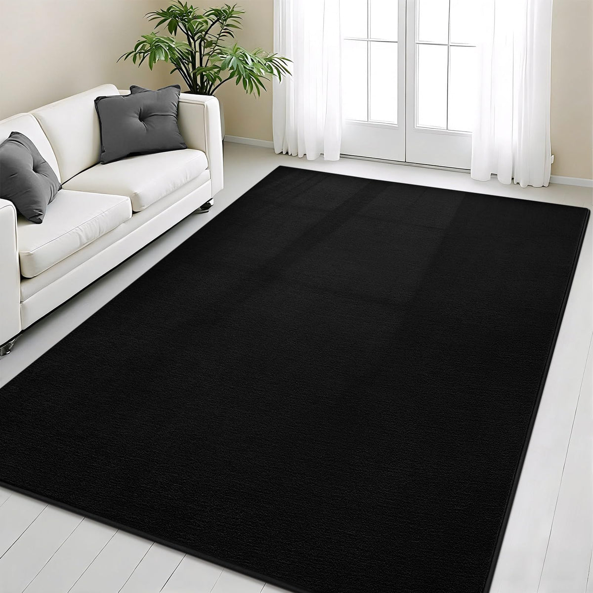Vasofe Black Area Rugs for Living Room Bedroom, 4x6 Modern Memory Foam Rug
