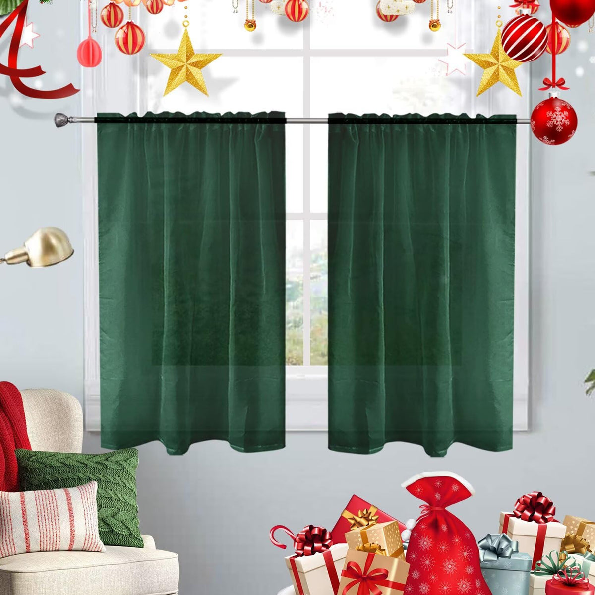 SpaceDresser Basic Rod Pocket Sheer Voile Window Curtain Panels White 1 Pair 2 Panels 52 Width 84 Inch Long for Kitchen Bedroom Children Living Room Yard(White,52 W x 84 L)