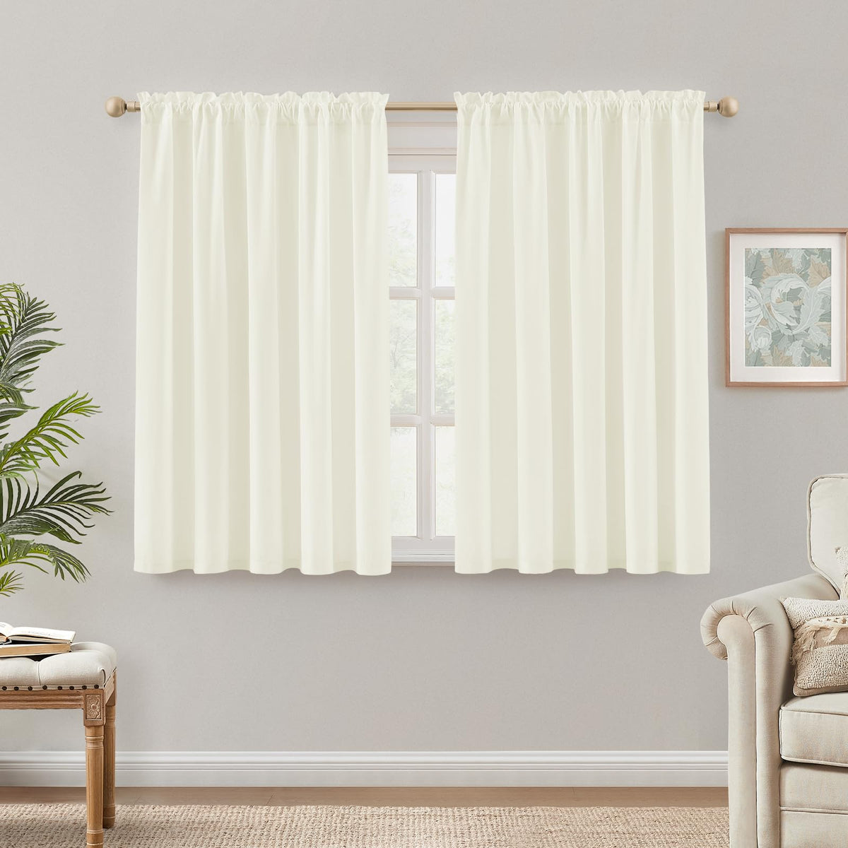 HOMEIDEAS Non-See-Through White Privacy Semi Sheer Curtains, 52 X 84 Inches