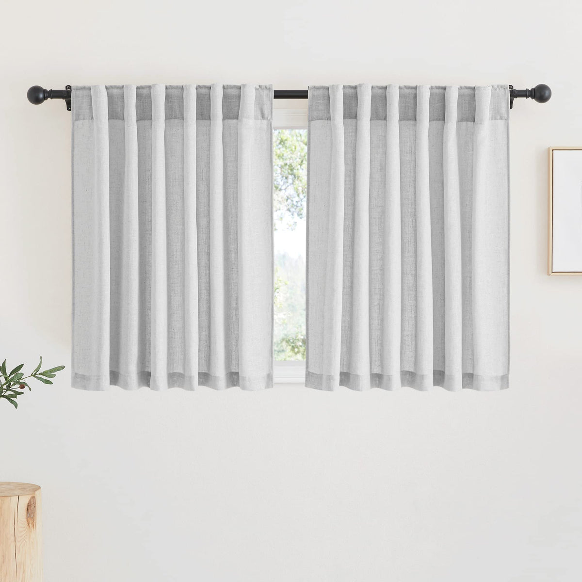 RYB HOME White Sheer Curtains for Living Room Patio Glass Door, W52 x L95