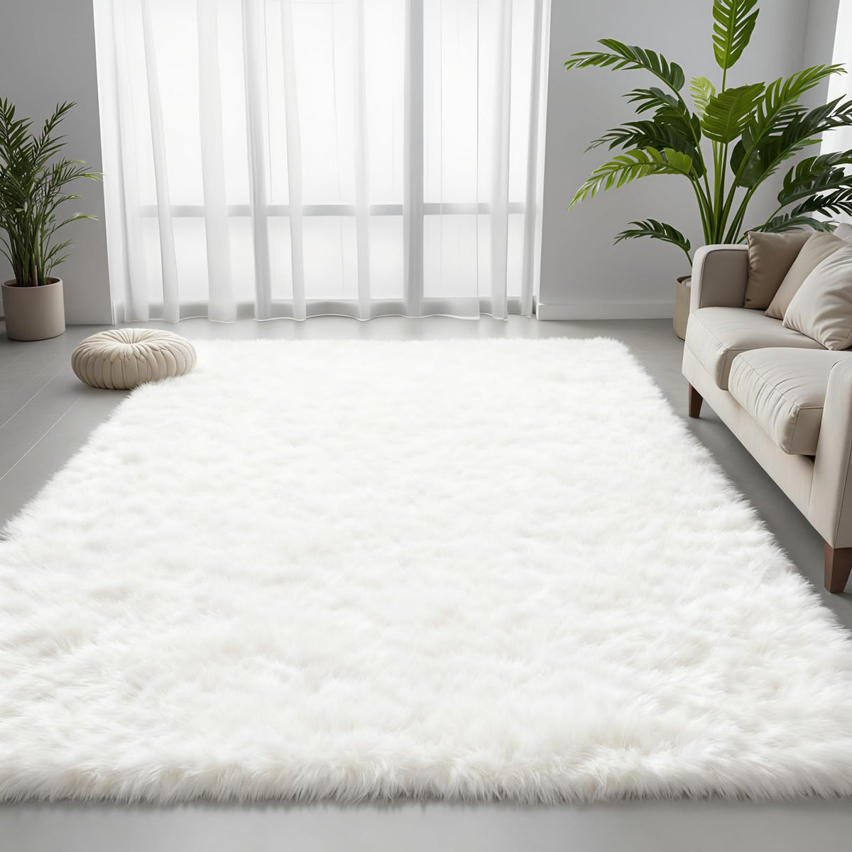 6x9 Black Fluffy Fuzzy Shag Area Rug for Living Room, Bedroom, Dorm Carpet