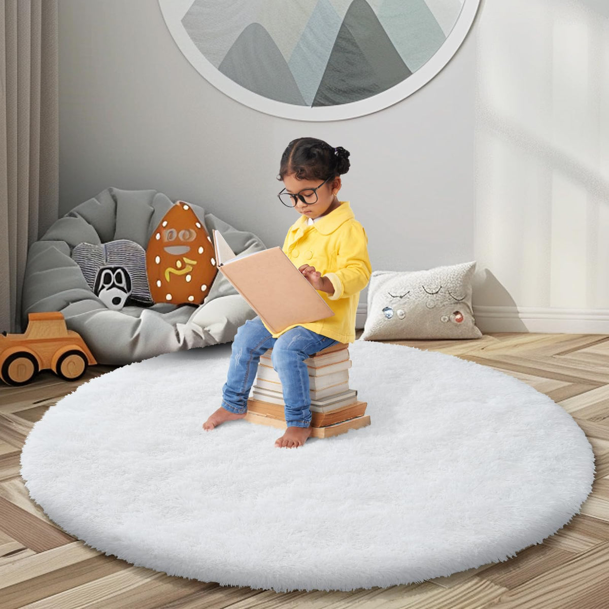 8x10 Area Rugs for Living Room,Light Grey Large Shaggy Soft Plush Furry Rug