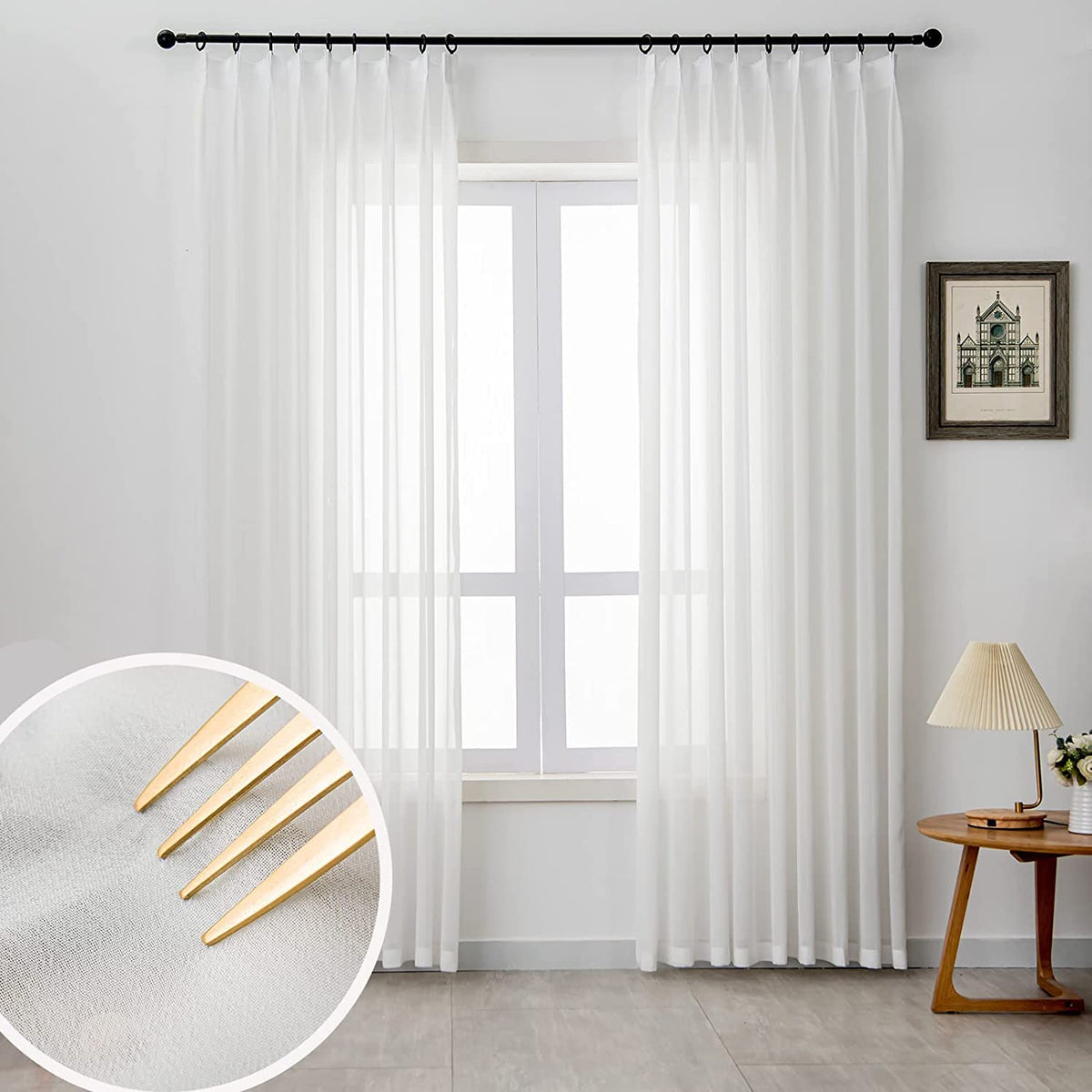 Sheer Curtains 120 inch Length for Living Room, 1 Panel, 52" W x 120" L