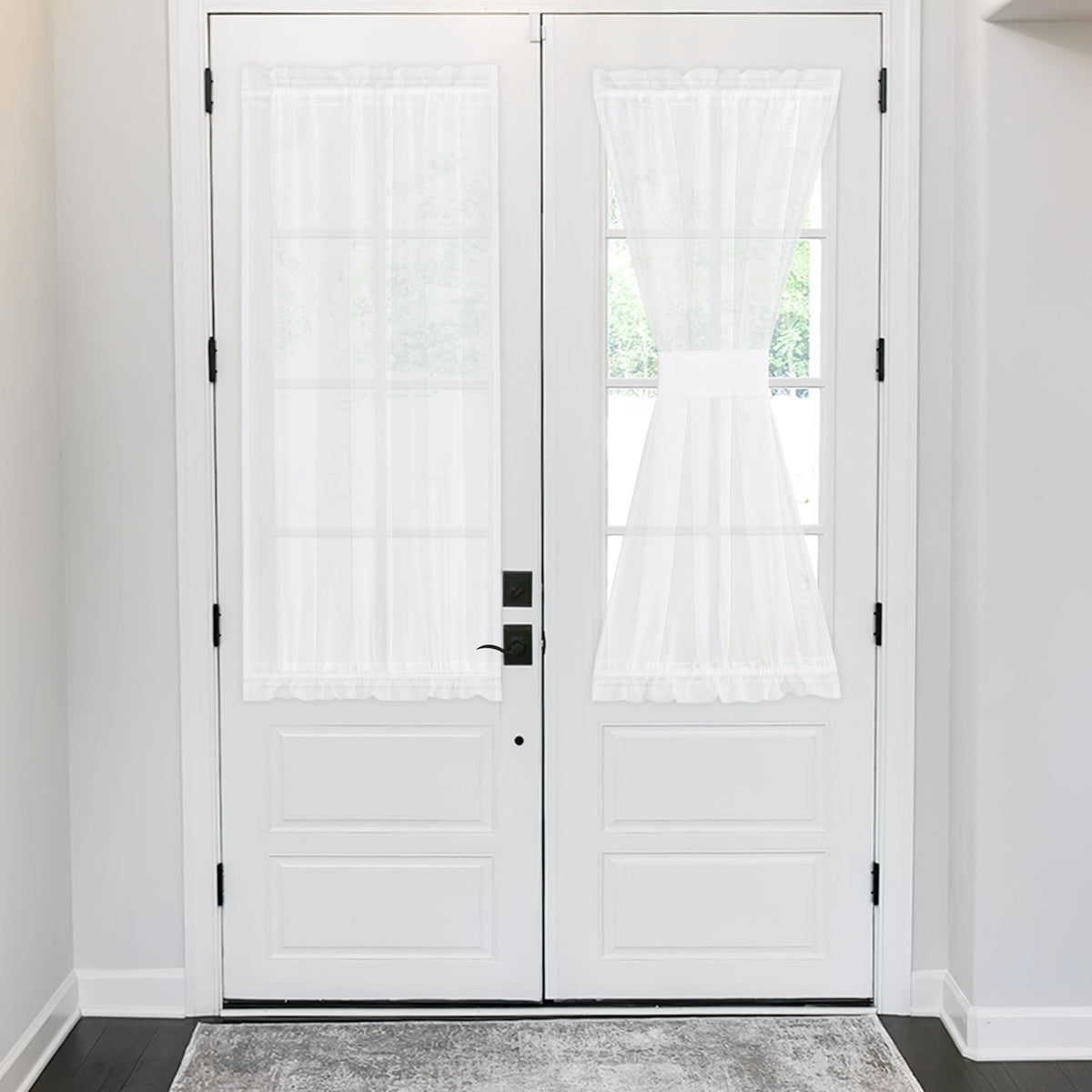 NICETOWN White 2 Panels French Door Curtains for Front Back Window Cover