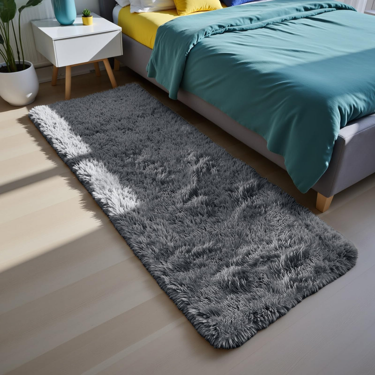 Beige 8x10 Area Rugs for Living Room, Fluffy Shag Rug Large Bedroom Carpet