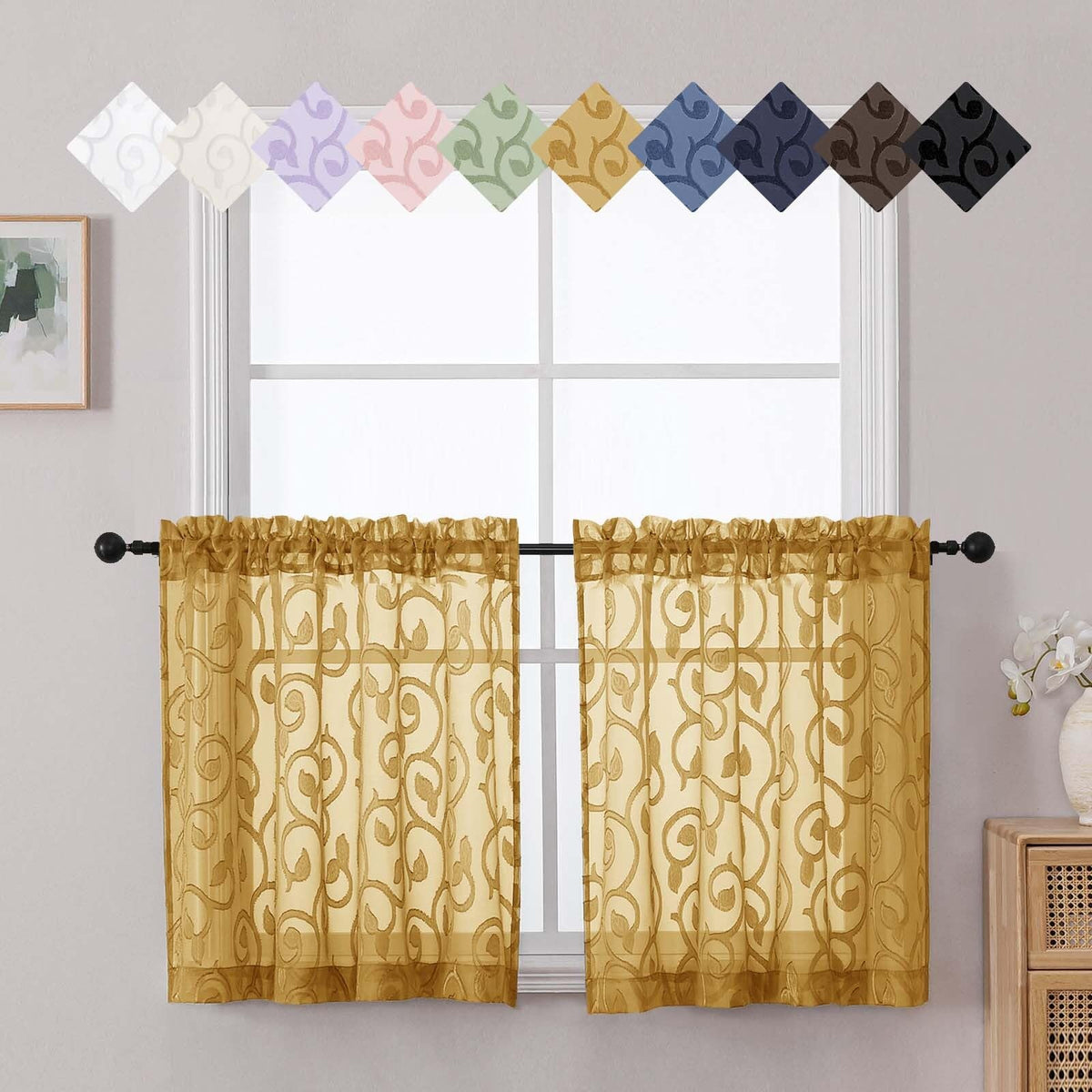 Dusty Blue Sheer Curtains for Bedroom Living Room 72 Inches Long 2 Panels Set, Soft Airy Geometric Jacquard Clip Curtains Drapes, Modern Rod Pocket Door Curtain, 2Pcs Each 42" Wx72 L Inch