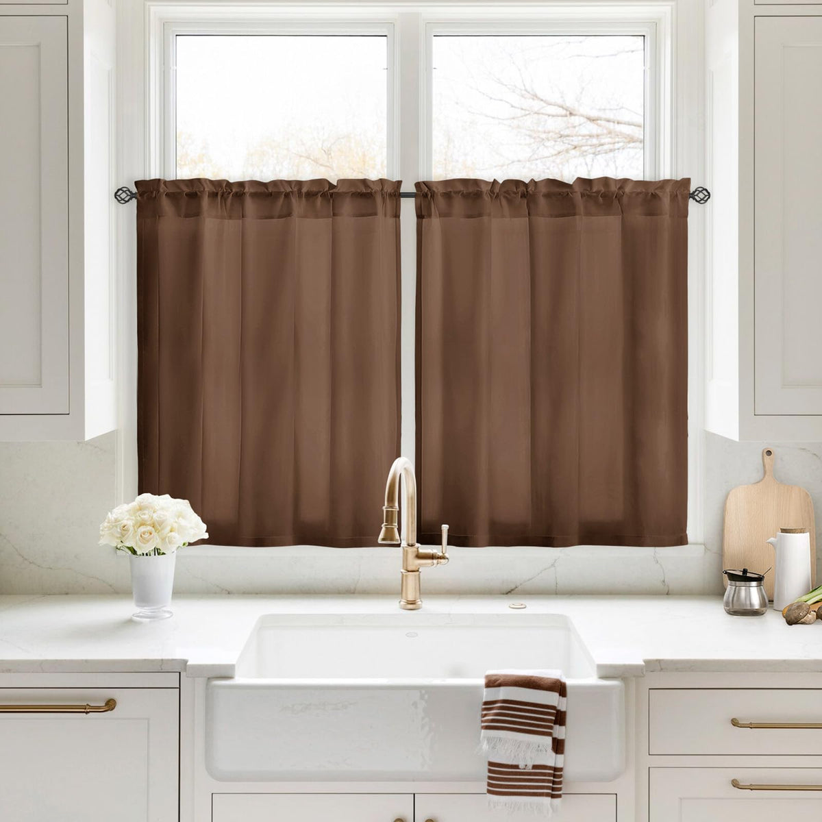 HOMEIDEAS Non-See-Through White Privacy Sheer Curtains, 52 X 96 Inches Long