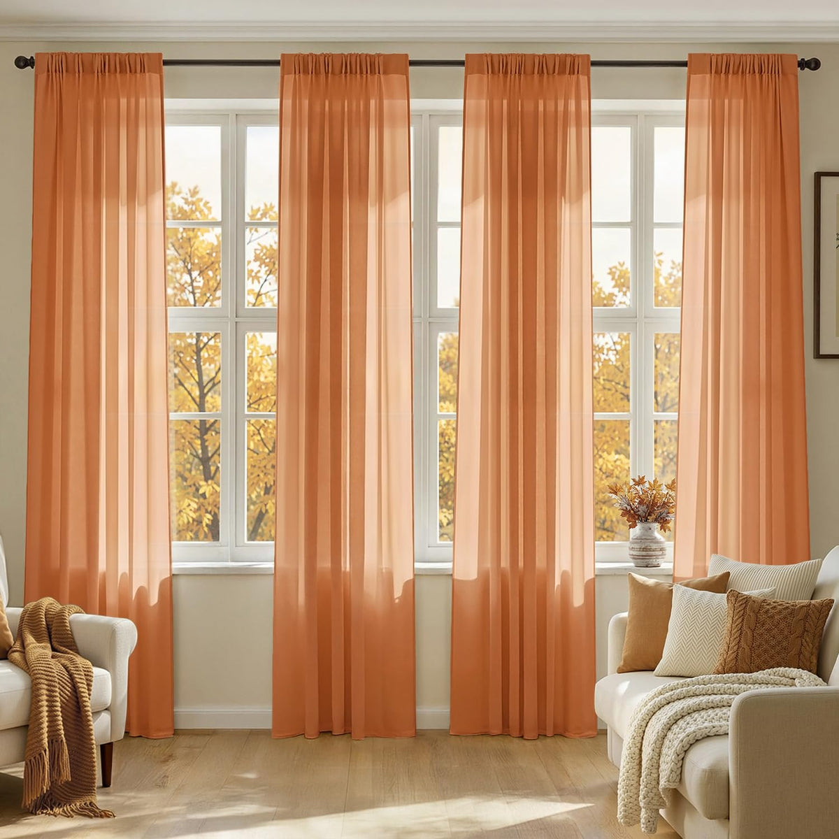 MIULEE White Sheer Curtains 84 Inches Long 4 Panels 42 x 84 Inches