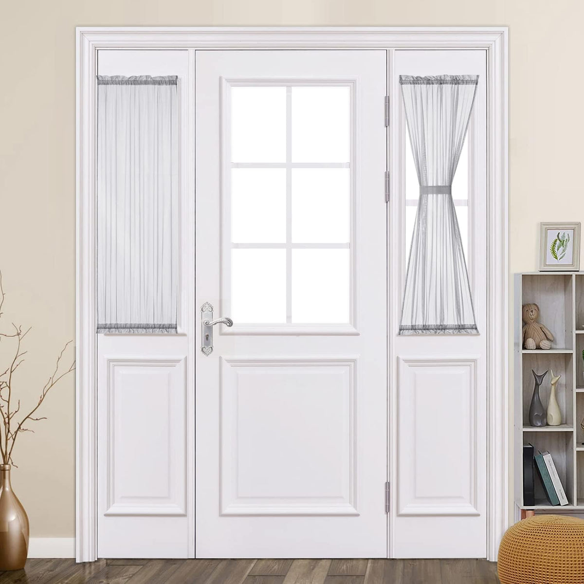 MIULEE White 54 Wide and 72 Inches Length French Door Sheer Curtains