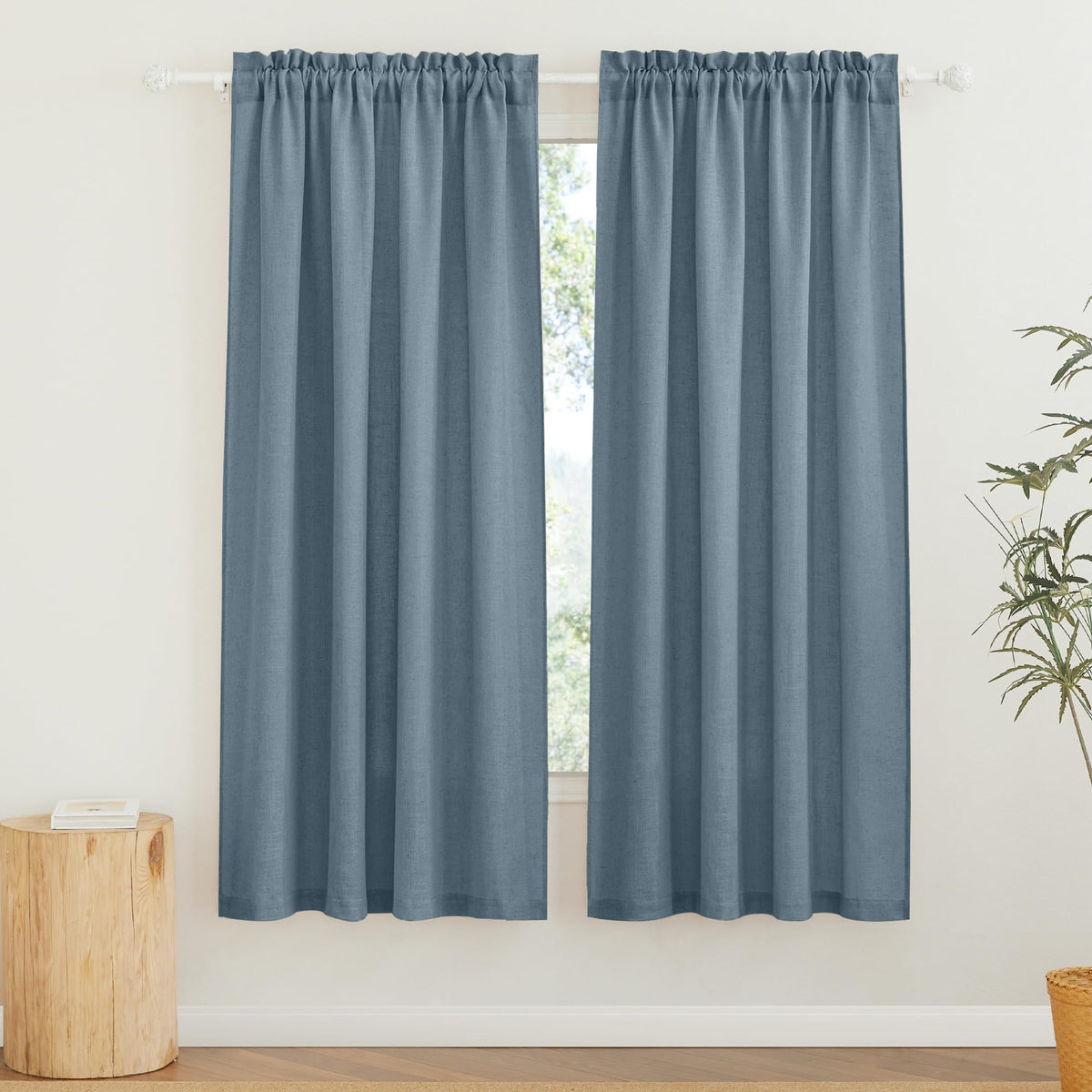 RYB HOME White Semi Sheer Curtains 84 inches Long for Living Room