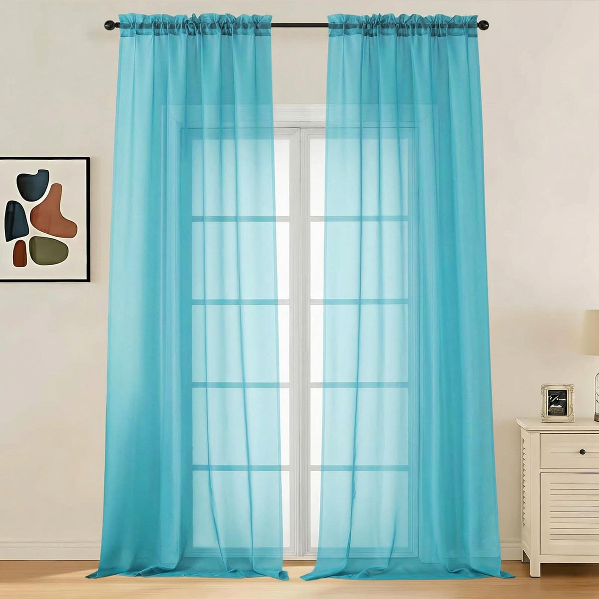 LIVEKID White Sheer Curtains 84 Inches Long 2 Panels - Light Filtering Breathable Voile Textured Sheer Curtains for Bedroom/Living Room, Rod Pocket Soft Elagant & Airy Solid Drapes, W42 x L84