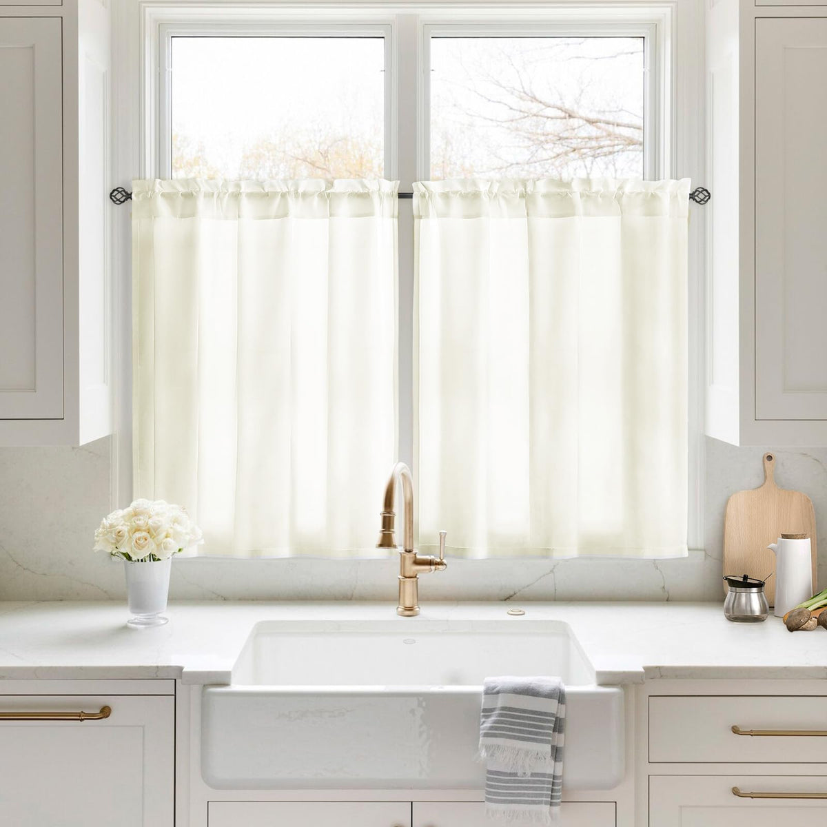HOMEIDEAS Non-See-Through White Privacy Sheer Curtains, 52 X 96 Inches Long