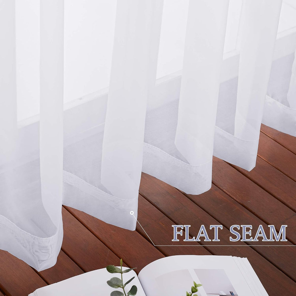 NICETOWN Living Room Window Curtain Extra Long & Wide, Grommet Casual Voile Sheer Airy Window Treatment Sweep to Floor for Sliding/French Door, Ivory, W100 x L108, 1 Panel