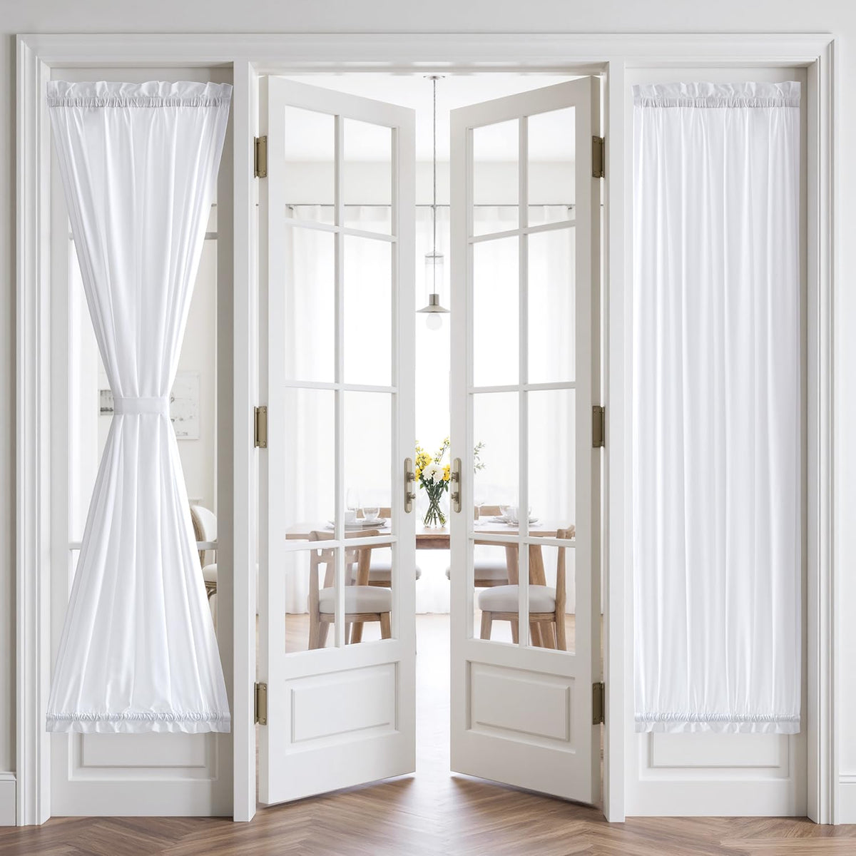 MIULEE Non-See-Through White Sidelight Curtains 2 Panels 26 x 72 inches