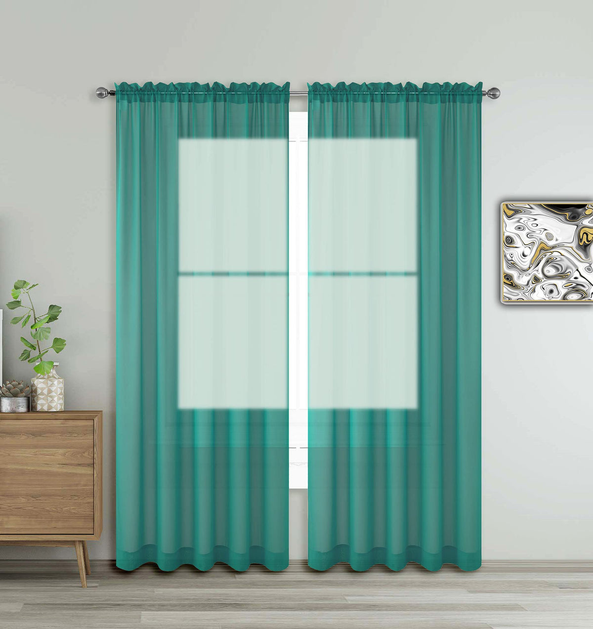 WPM Yellow Color Sheer Curtains 58" Wide x 84" Long 2 Panels Livingroom Window Treatment Rod Pocket Sheer Voile for Bedroom, Kitchen, Children Room Fully Stitched and Hemmed