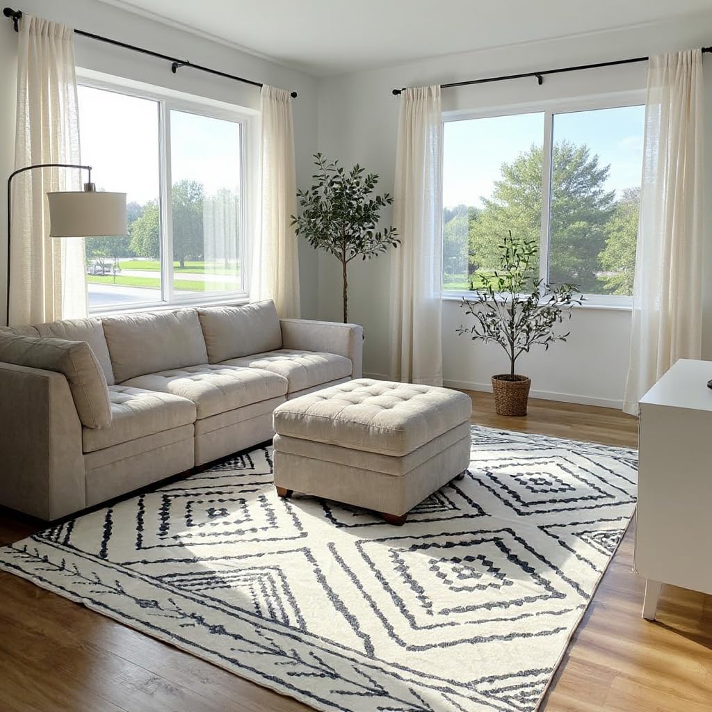 BESTSWEETIE 5'x7' Washable Area Rug for Living Room Bedroom Lightpink