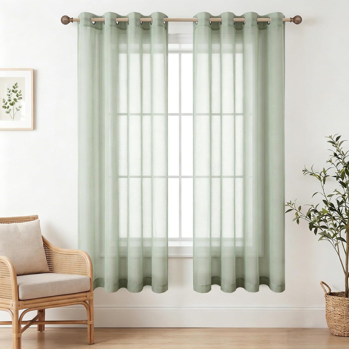 Mrs.Naturall Black Sheer Curtains 84 Inches Long for Living Room Set of 2 Panels Ring Grommet Window Curtain Panels for Bedroom 52x84 Inch Length