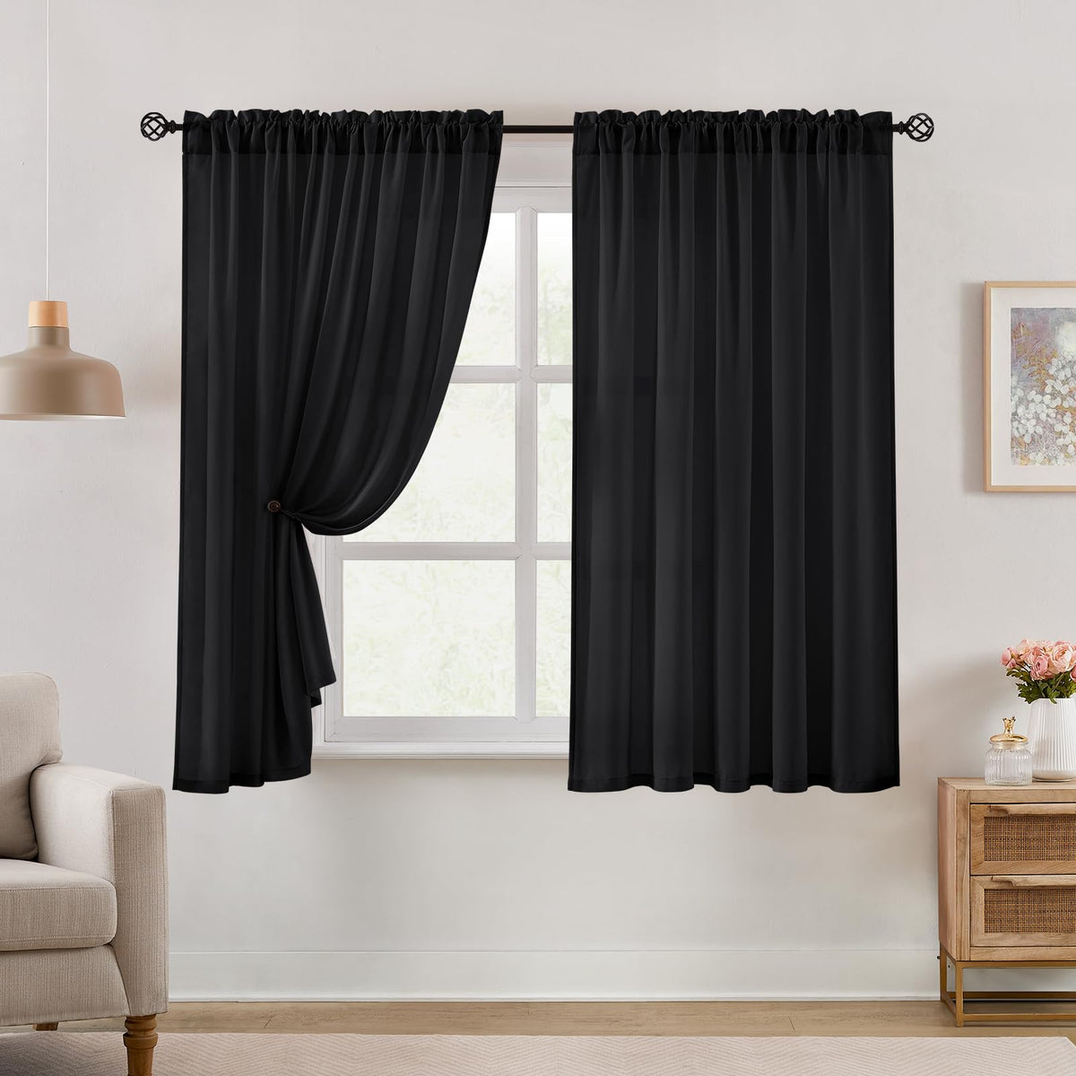 HOMEIDEAS Non-See-Through White Privacy Semi Sheer Curtains, 52 X 84 Inches