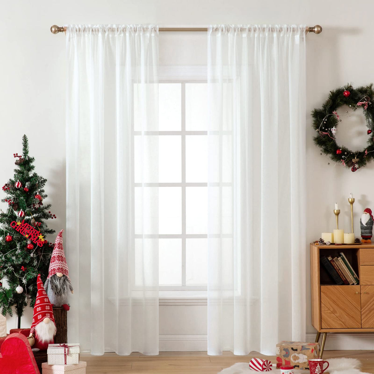 MIULEE 2 Panels White Sheer Curtains for Living Room 54 X 105 Inches