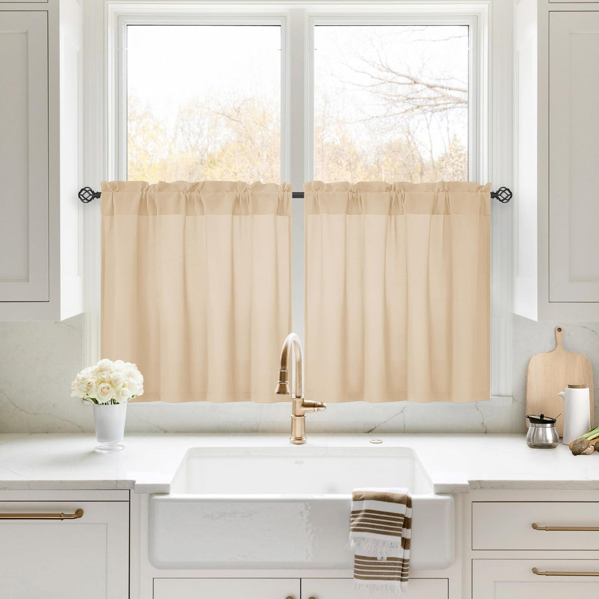 HOMEIDEAS Non-See-Through White Privacy Sheer Curtains, 52 X 96 Inches Long