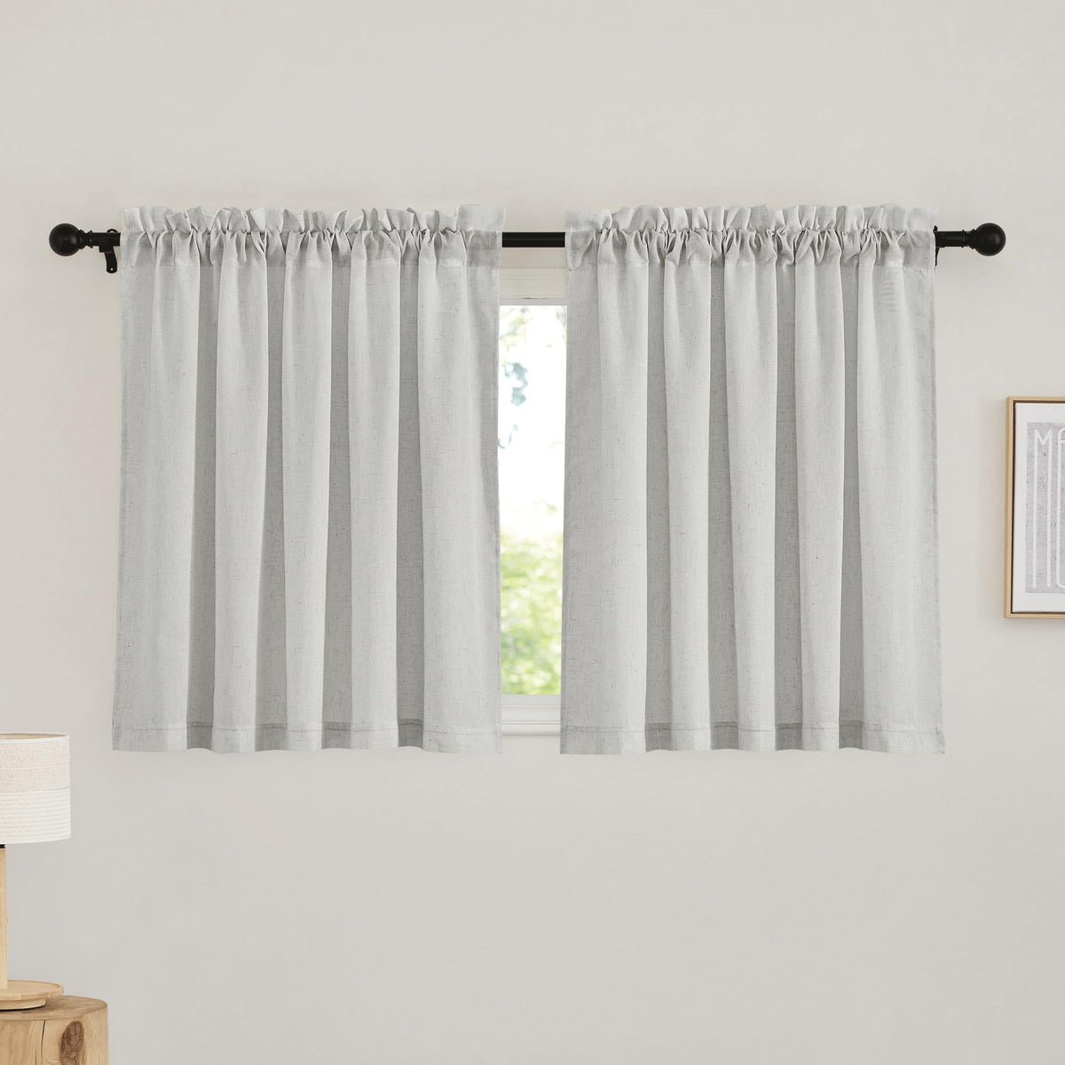 RYB HOME White Semi Sheer Curtains 84 inches Long for Living Room
