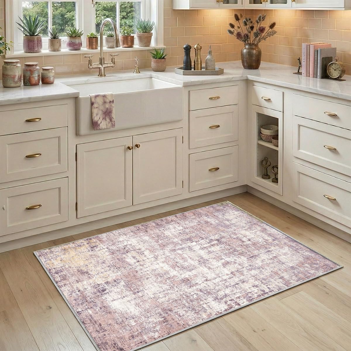 8x10 Area Rugs Living Room: Bedroom Vintage Washable Carpet Beige