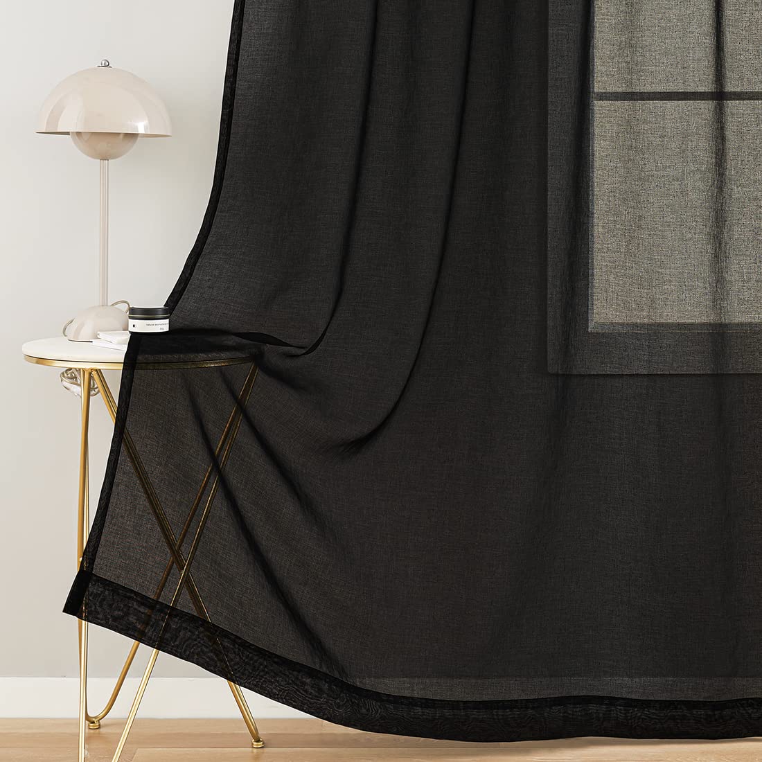 MYSTIC-HOME Sheer Curtains White 63 Inch Length, Rod Pocket Voile Drapes for Living Room, Bedroom, Window Treatments Semi Crinkle Curtain Panels for Yard, Patio, Villa, Parlor, Set of 2, 52"x 63"