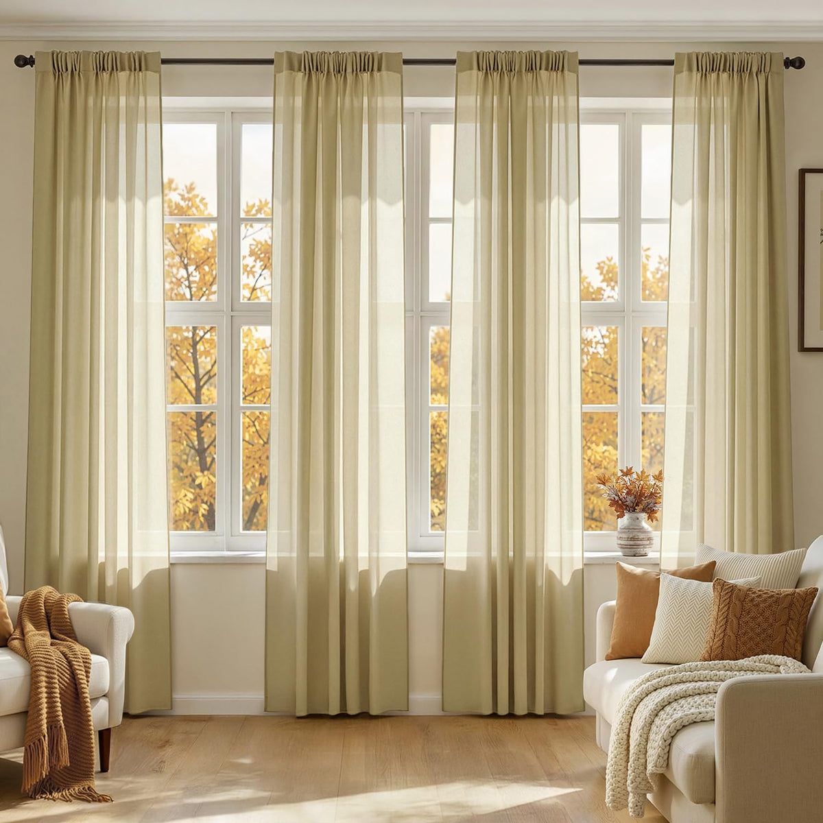 MIULEE White Sheer Curtains 84 Inches Long 4 Panels 42 x 84 Inches