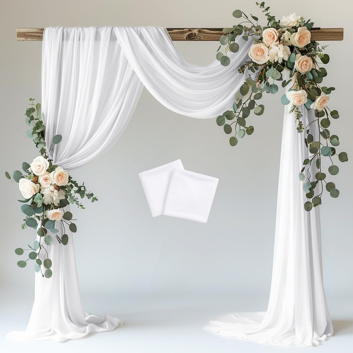 Wokceer White Wedding Arch Draping Fabric Backdrop Drapes Sheer 28.7"x 20FT