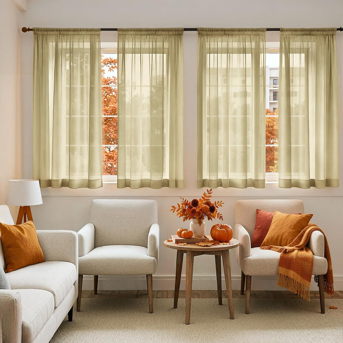MIULEE White Sheer Curtains 84 Inches Long 4 Panels 42 x 84 Inches