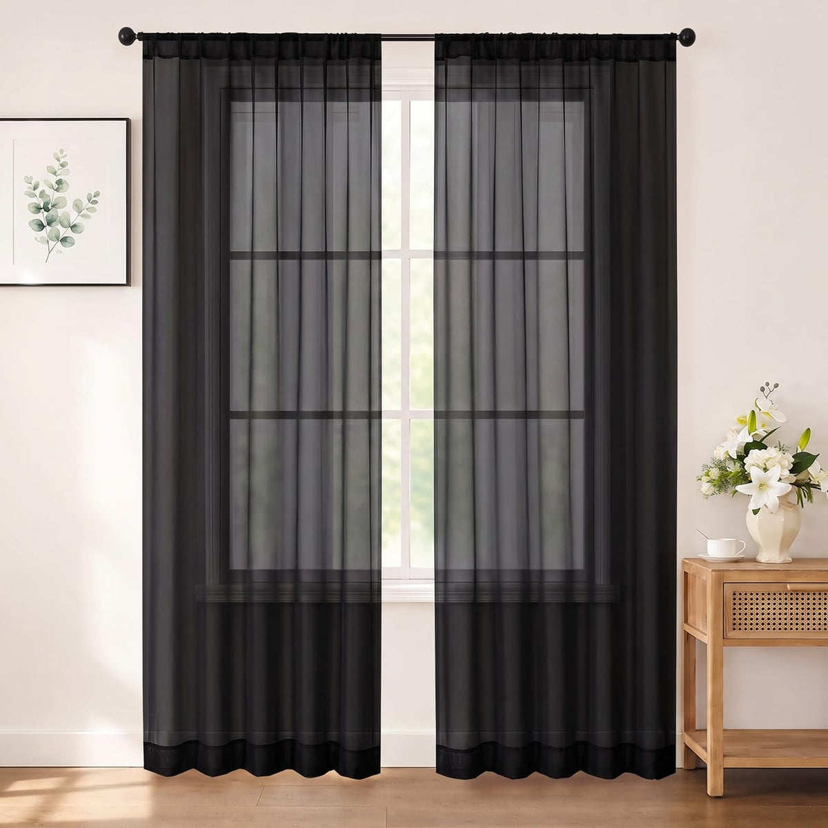 Chyhomenyc White Sheer Curtains 84 inch Long for Living Room, 2 Panels