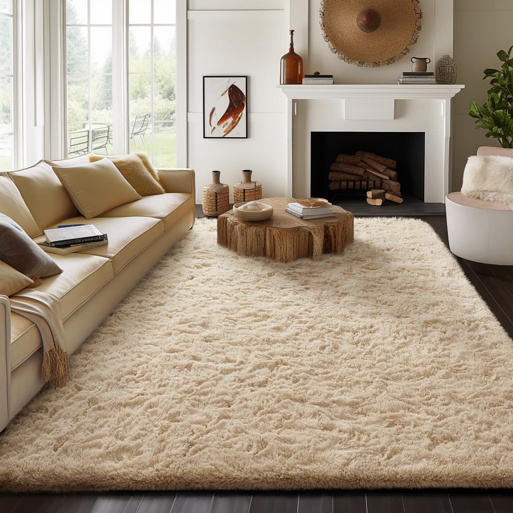 Ophanie Area Rugs for Living Room Bedroom, Washable Non-Slip Fluffy Soft Grey Shag Carpet, Indoor Floor Gray 4x6 Fuzzy Shaggy Living Room Plush Rug for Kids Home Dorm Decor Aesthetic