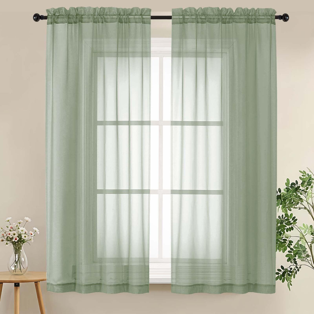 LIVEKID White Sheer Curtains 84 Inches Long 2 Panels - Light Filtering Breathable Voile Textured Sheer Curtains for Bedroom/Living Room, Rod Pocket Soft Elagant & Airy Solid Drapes, W42 x L84
