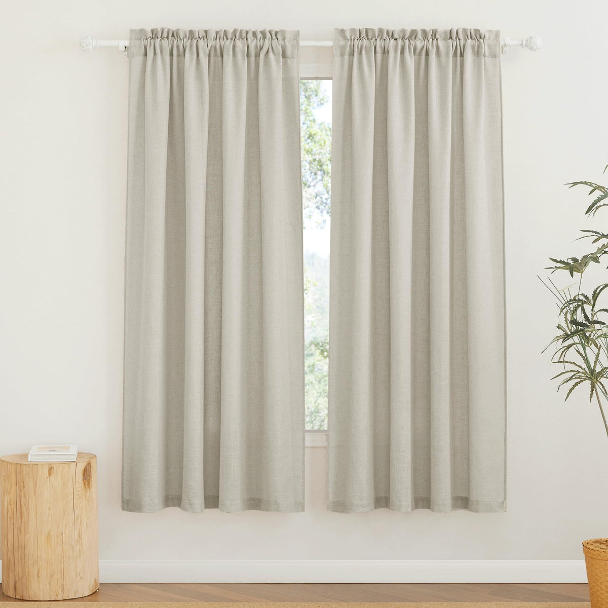 RYB HOME White Semi Sheer Curtains 84 inches Long for Living Room