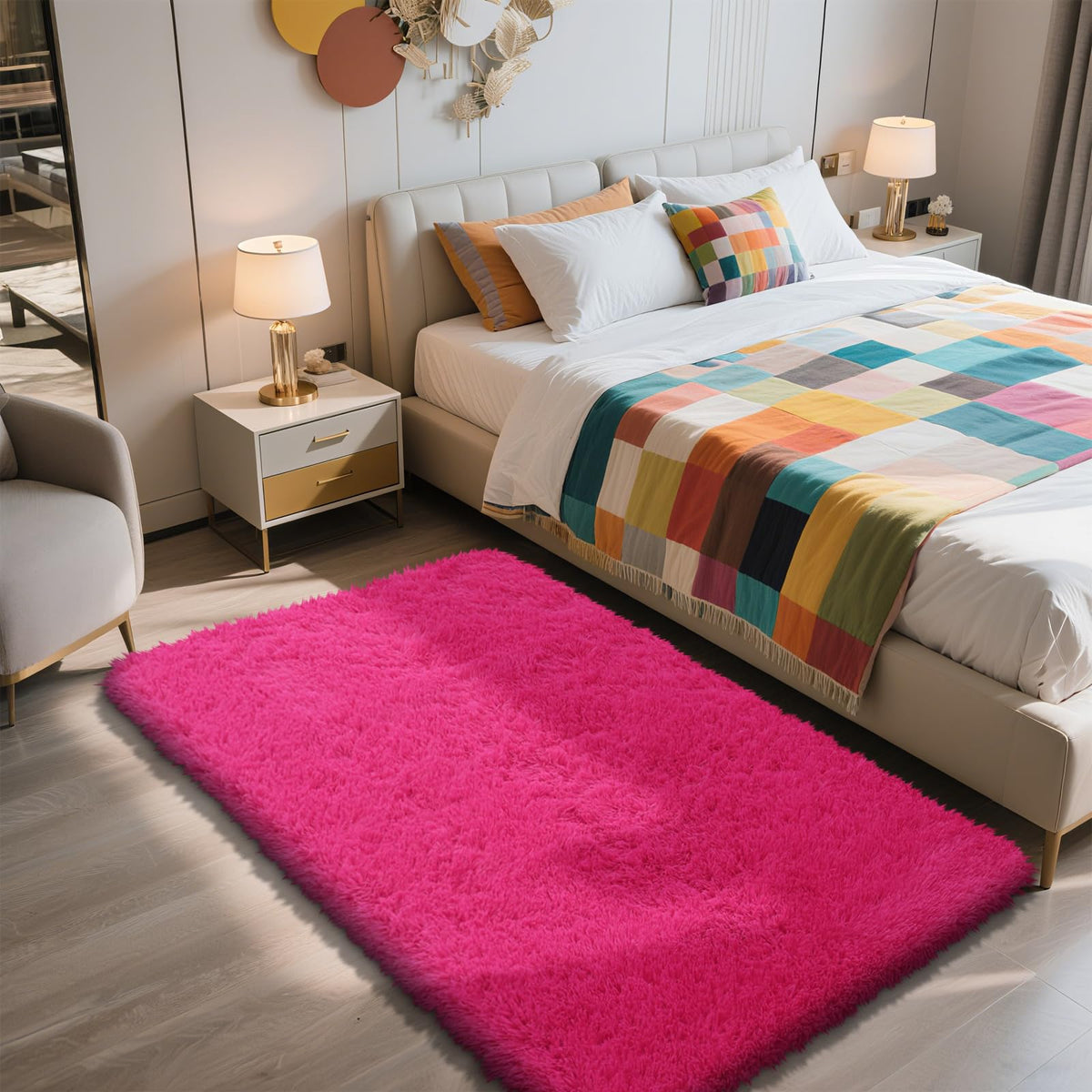 6x9 Black Fluffy Area Rug for Living Room,Large Shag Area Rugs for Bedroom